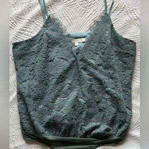 WAYF Light Blue Lace Tank Bodysuit NWOT